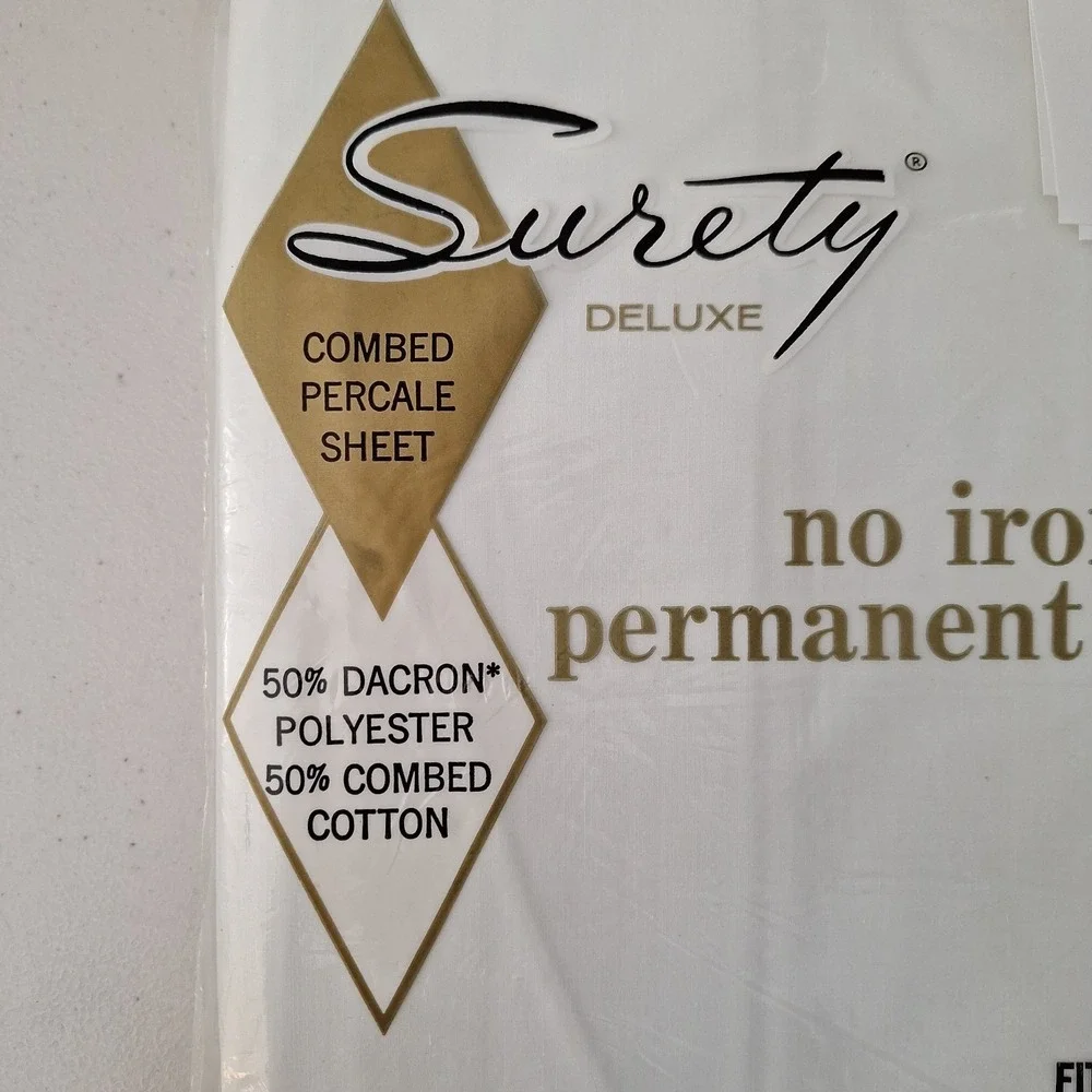VTG Surety Deluxe No-Iron Perm. Press Combed Percale Double Bottom Fitted Sheet